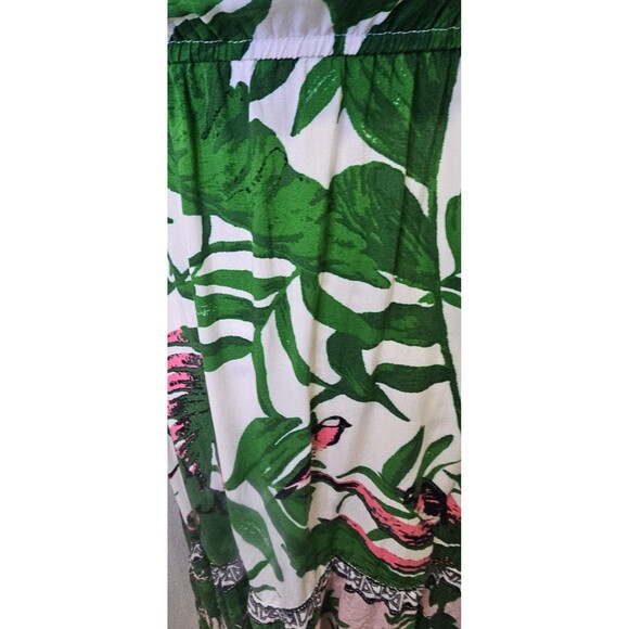 Flying Tomato Dress Tropical Print Off Shoulder Ruffle Hi-Lo Hem Midi Size Large - Picture 3 of 11